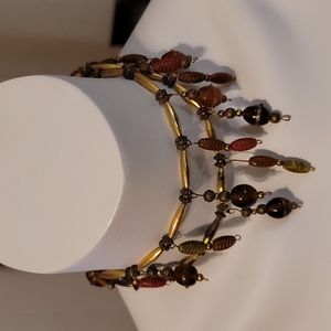 Vintage Bead, Bauble, and Brass (?) Necklace. Wear long or as Dbl Choker